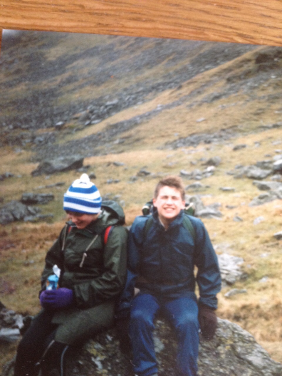 Matthew does his best to convey the pain, while I am distracted by the hobnobs! 